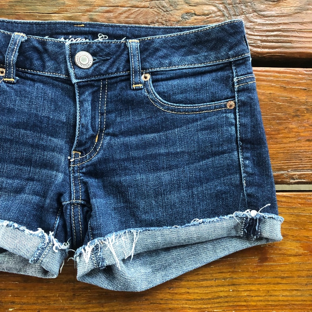 AEO Stretch Denim Raw Edge Hem Jean Shorts, 2 - Picture 3 of 8